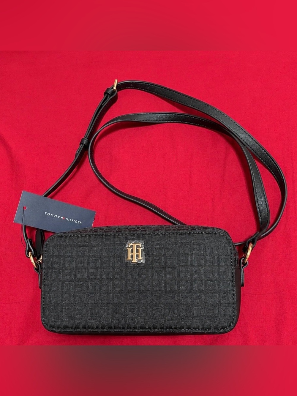 Tommy Hilfiger Black Crossbody Bag with Gold Hardware